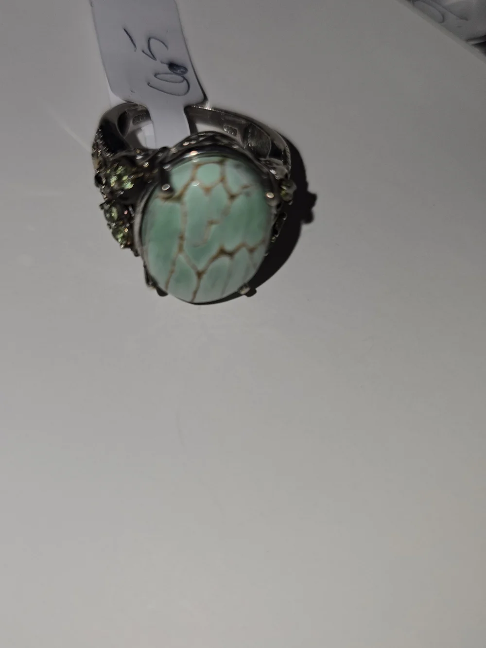 Sterling Silver Mint Green Howlite Statement Ring